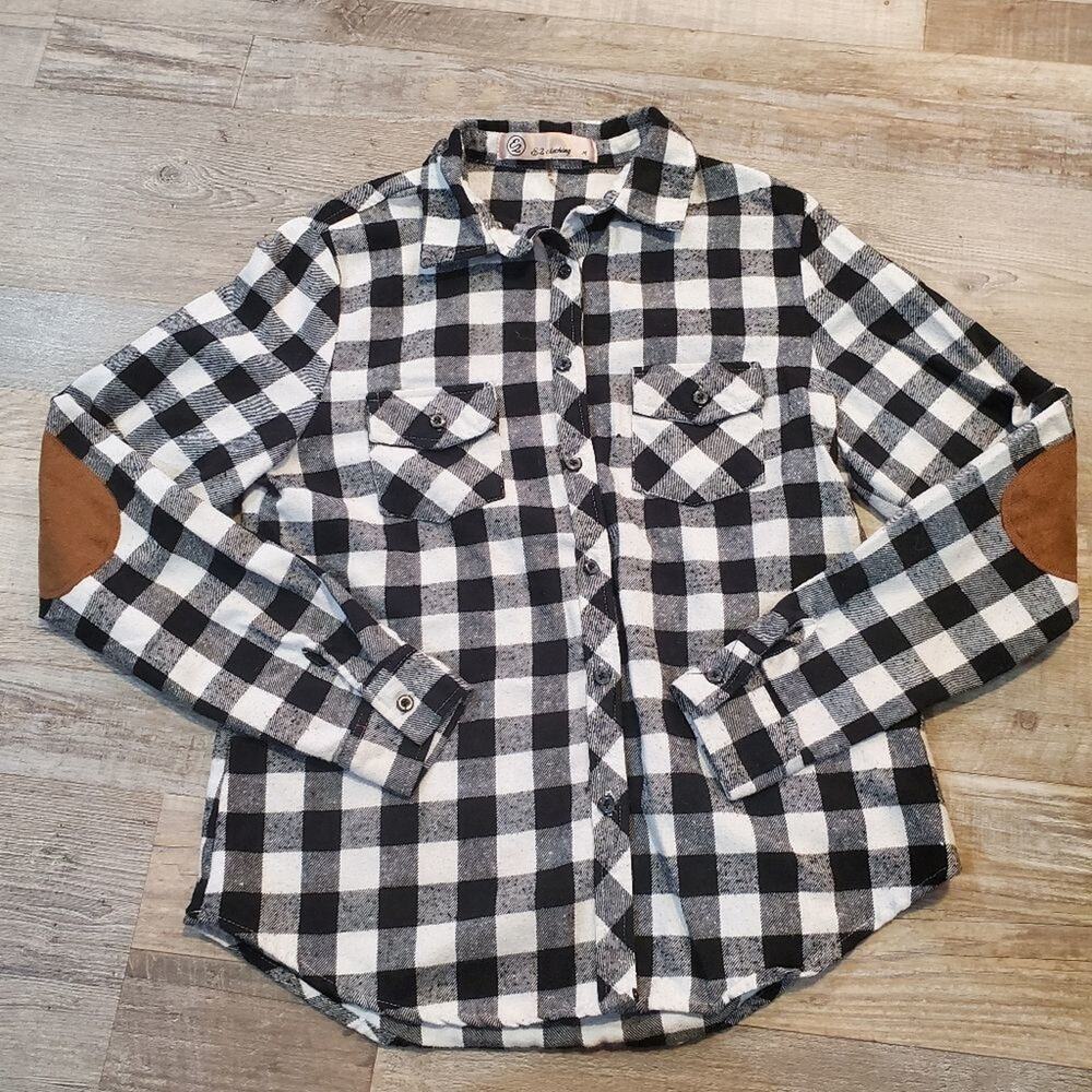 E2 clothing medium button down plaid shirt